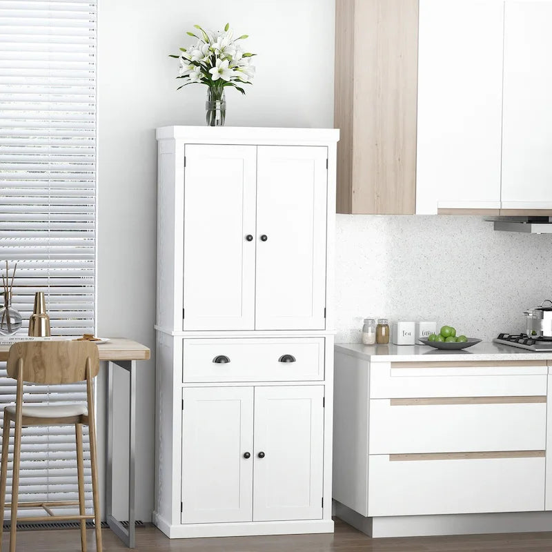 72 Freestanding Kitchen Pantry Cabinet, Tall Storage Cabinet with 2 Door Cupboards, 2 Drawers and Adjustable Shelves