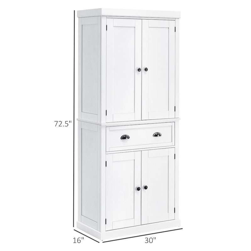 72 Freestanding Kitchen Pantry Cabinet, Tall Storage Cabinet with 2 Door Cupboards, 2 Drawers and Adjustable Shelves