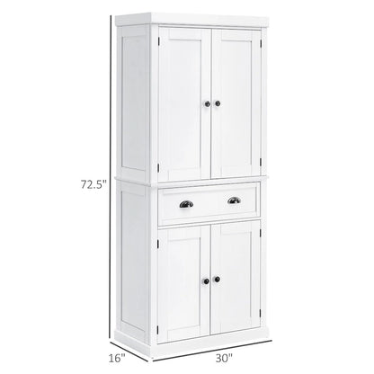 72 Freestanding Kitchen Pantry Cabinet, Tall Storage Cabinet with 2 Door Cupboards, 2 Drawers and Adjustable Shelves