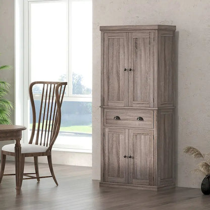 72 Freestanding Kitchen Pantry Cabinet, Tall Storage Cabinet with 2 Door Cupboards, 2 Drawers and Adjustable Shelves