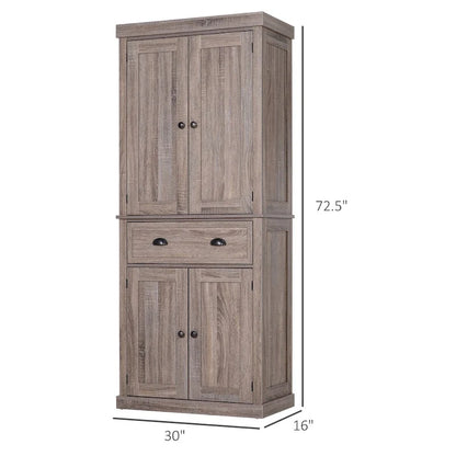 72 Freestanding Kitchen Pantry Cabinet, Tall Storage Cabinet with 2 Door Cupboards, 2 Drawers and Adjustable Shelves