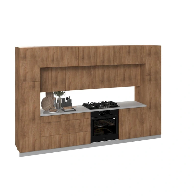 Kitchen Luxe Collection Natural Teak & Black Color Base Size 12Ft Wide - 143x24