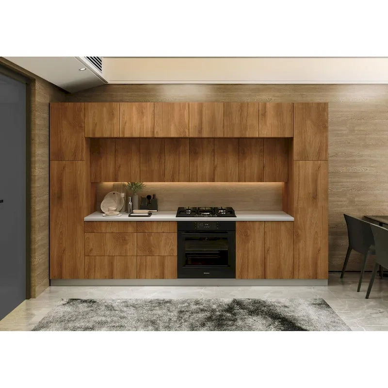 Kitchen Luxe Collection Natural Teak & Black Color Base Size 12Ft Wide - 143x24