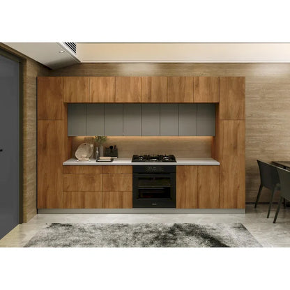 Kitchen Luxe Collection Natural Teak & Black Color Base Size 12Ft Wide - 143x24