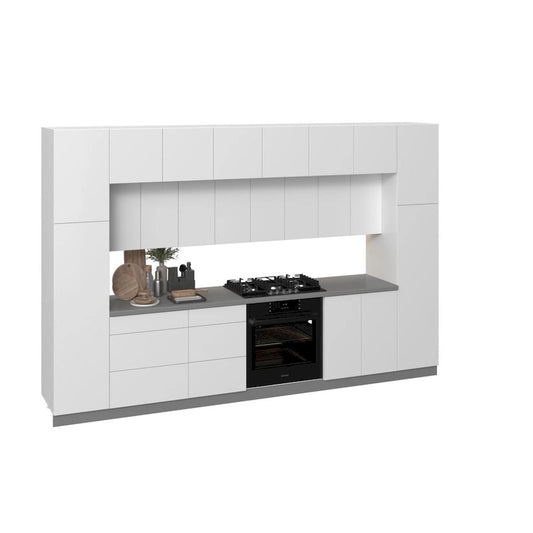 Kitchen Luxe Collection White Gloss Color Base Size 12Ft Wide - 143x24