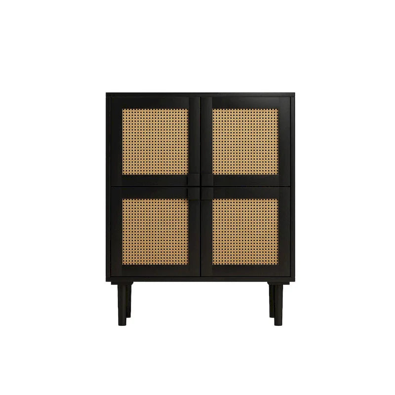 4-Doors Rattan Mesh Storage Cabinet, Sideboard with Eight Storage Spaces