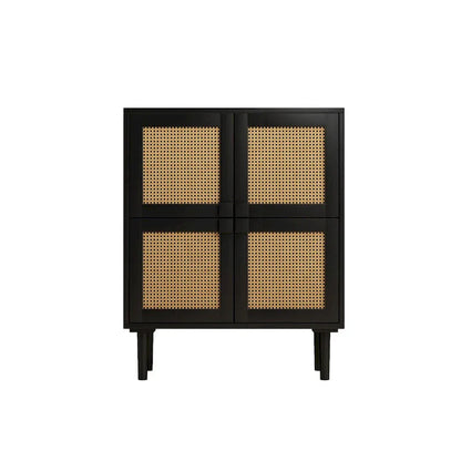 4-Doors Rattan Mesh Storage Cabinet, Sideboard with Eight Storage Spaces