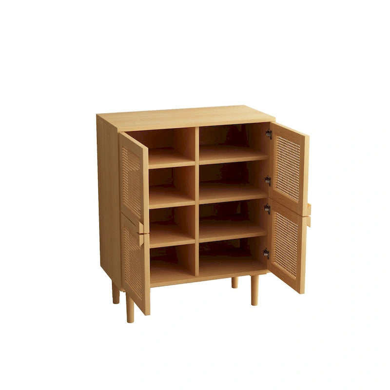 4-Doors Rattan Mesh Storage Cabinet, Sideboard with Eight Storage Spaces
