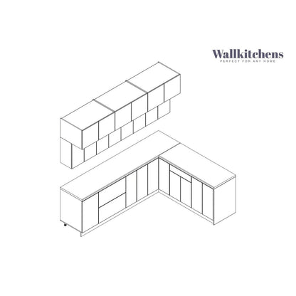 Kitchen Radiance Collection White Gloss Color Base Size 9Ft Wide - 108x85