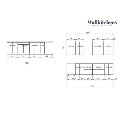 Kitchen Prodigy Collection White Gloss Color Base Size 11Ft Wide - 130x130