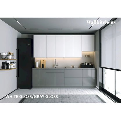 Kitchen Contemporary Collection Gray & White Gloss Color Base Size 9.5Ft Wide - 114x24