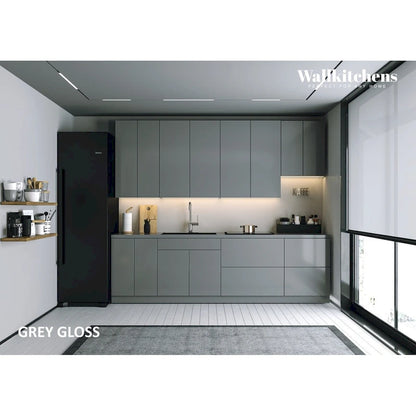 Kitchen Contemporary Collection Gray & White Gloss Color Base Size 9.5Ft Wide - 114x24