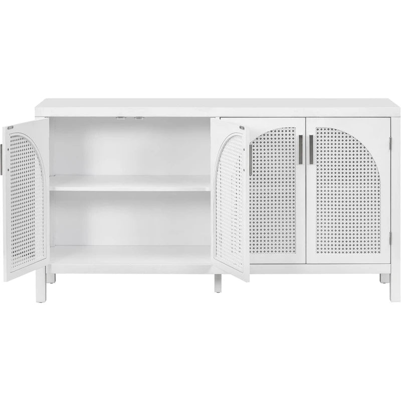 Large Storage Space Sideboard with Artificial Rattan Door - N/A