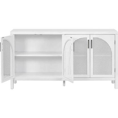 Large Storage Space Sideboard with Artificial Rattan Door - N/A