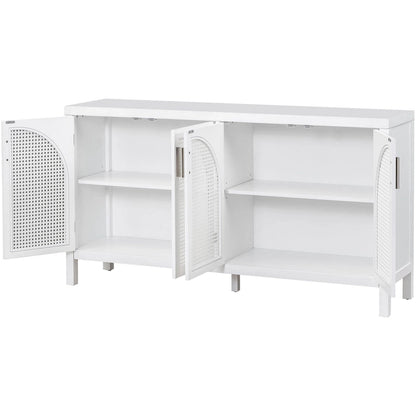 Large Storage Space Sideboard with Artificial Rattan Door - N/A