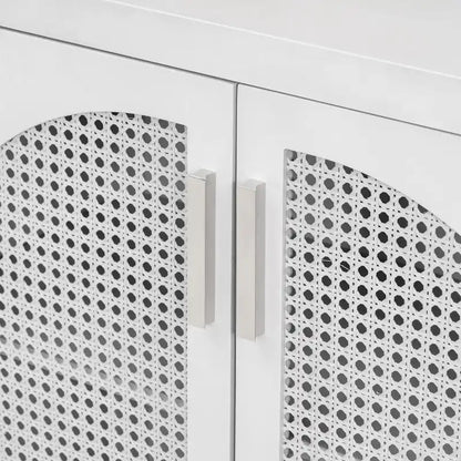 Large Storage Space Sideboard with Artificial Rattan Door - N/A