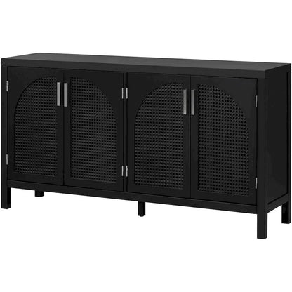 Large Storage Space Sideboard with Artificial Rattan Door - N/A