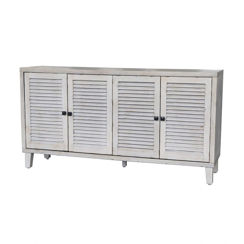Accent Cabinet 4 Shutter Door Wooden Cabinet Sideboard Buffet Server Cabinet - N/A