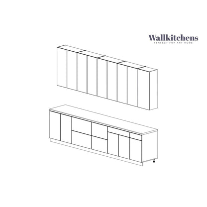 Kitchen Elite Epicure Collection Natural Teak & Black Color Base Size 11Ft Wide - 138x24