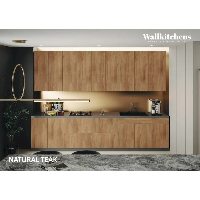 Kitchen Elite Epicure Collection Natural Teak & Black Color Base Size 11Ft Wide - 138x24