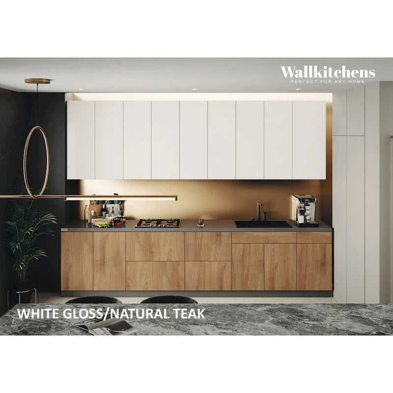 Kitchen Elite Epicure Collection Natural Teak & Black Color Base Size 11Ft Wide - 138x24