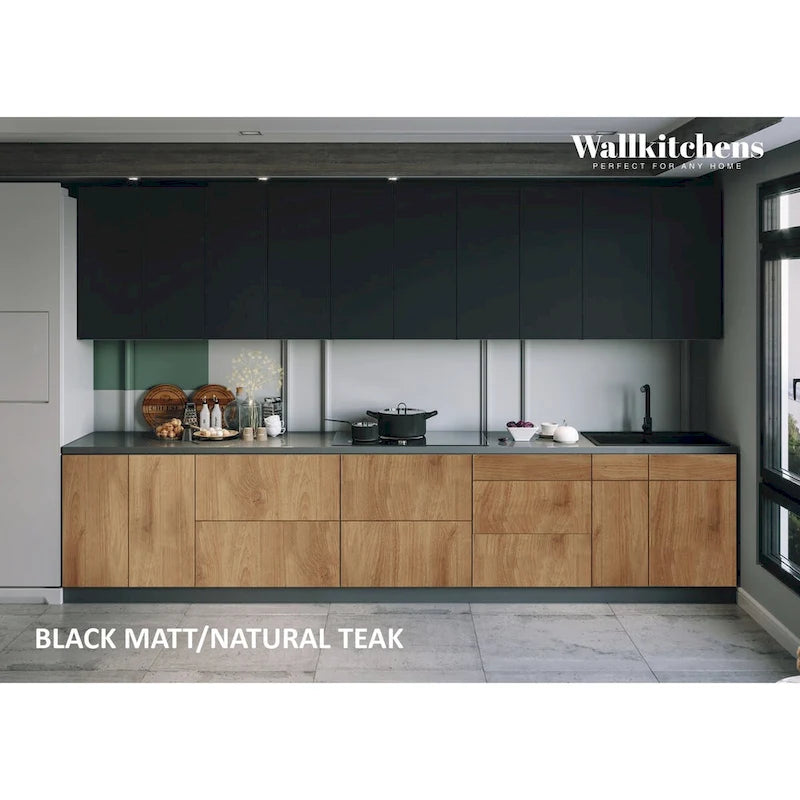 Kitchen Signature Collection Natural Teak & Black Color Base Size 13Ft Wide - 153x24