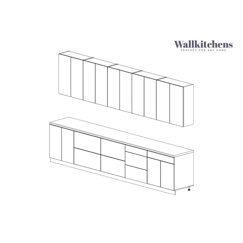 Kitchen Signature Collection Natural Teak & Black Color Base Size 13Ft Wide - 153x24