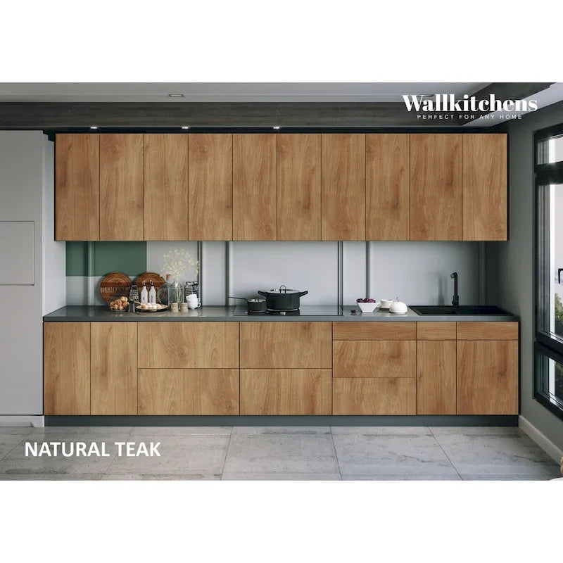 Kitchen Signature Collection Natural Teak & Black Color Base Size 13Ft Wide - 153x24