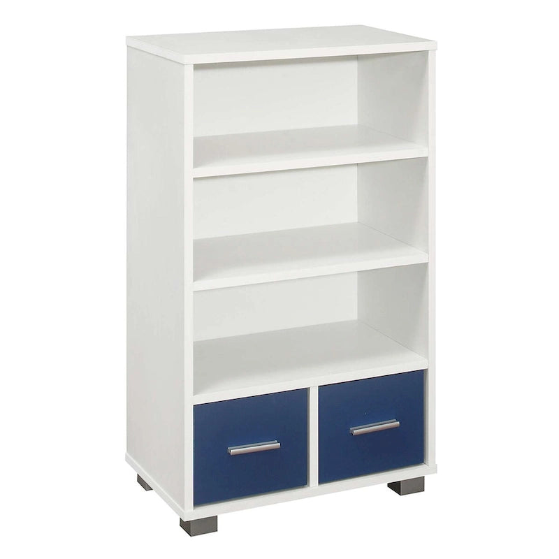 Kids Toy Storage Organize, Children Bookcase with Drawers, White/Blue