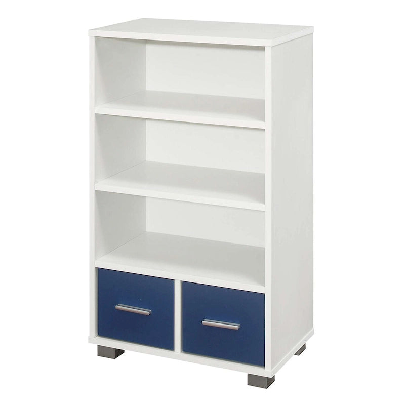 Kids Toy Storage Organize, Children Bookcase with Drawers, White/Blue