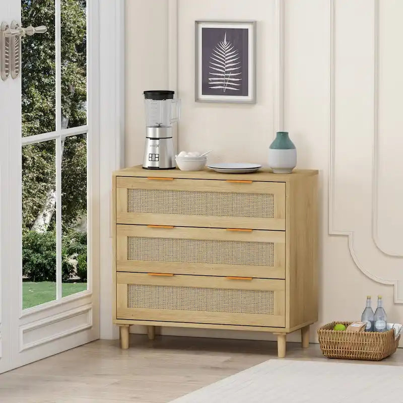 31.503-Drawers Rattan Storage Cabinet for Bedroom,Living Room