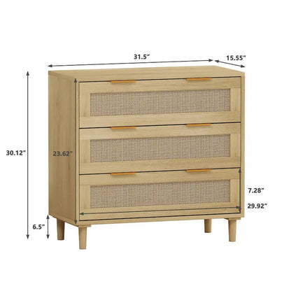 31.503-Drawers Rattan Storage Cabinet for Bedroom,Living Room