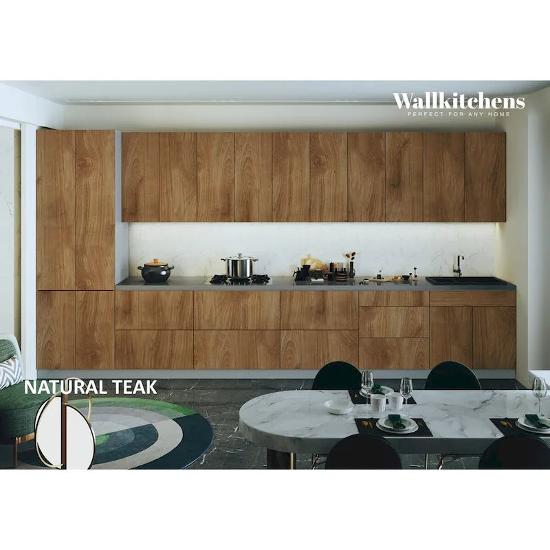 Kitchen Celestial Collection Natural Teak & Black Color Base Size 15Ft Wide - 182x24