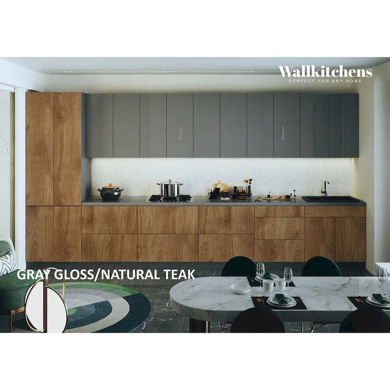 Kitchen Celestial Collection Natural Teak & Black Color Base Size 15Ft Wide - 182x24