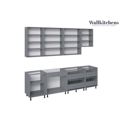 Kitchen Contemporary Collection White Gloss Color Base Size 9.5Ft Wide - 114x24