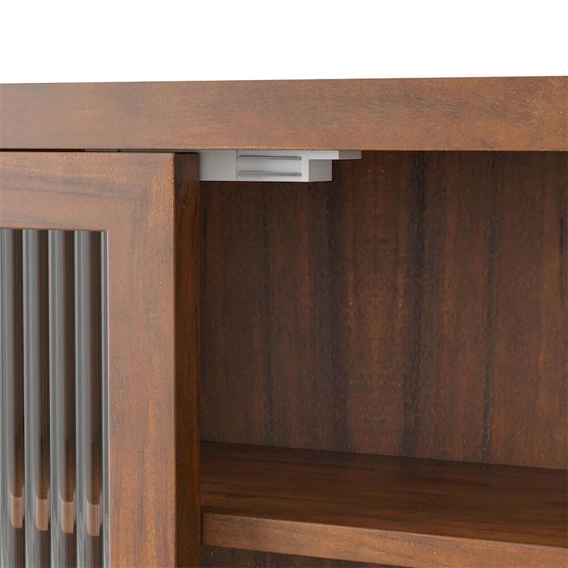 24.8Glass Door Vintage Double Door Wall Cabinet with Three Tiers