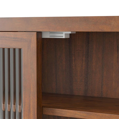 24.8Glass Door Vintage Double Door Wall Cabinet with Three Tiers