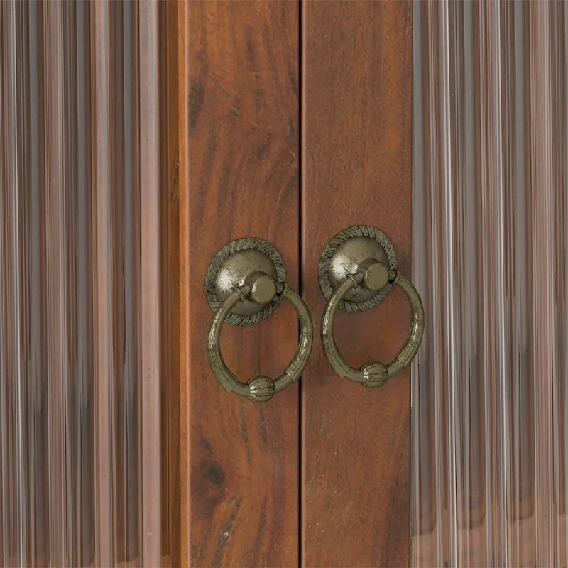 24.8Glass Door Vintage Double Door Wall Cabinet with Three Tiers