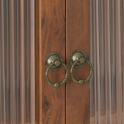 24.8Glass Door Vintage Double Door Wall Cabinet with Three Tiers