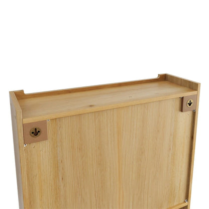 24.8Glass Door Vintage Double Door Wall Cabinet with Three Tiers