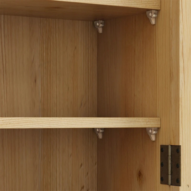 24.8Glass Door Vintage Double Door Wall Cabinet with Three Tiers