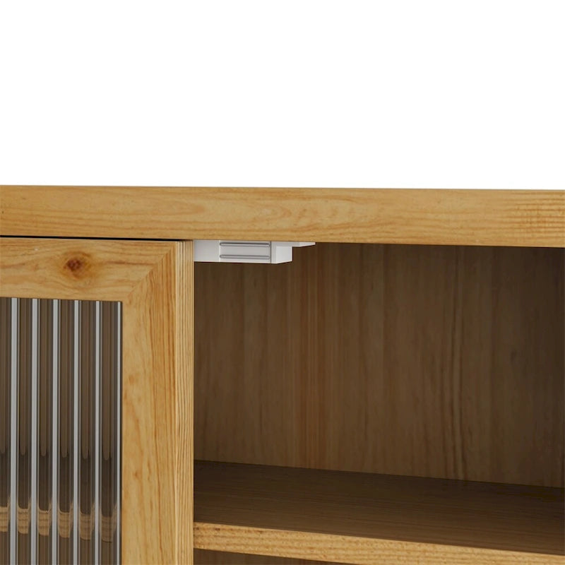 24.8Glass Door Vintage Double Door Wall Cabinet with Three Tiers