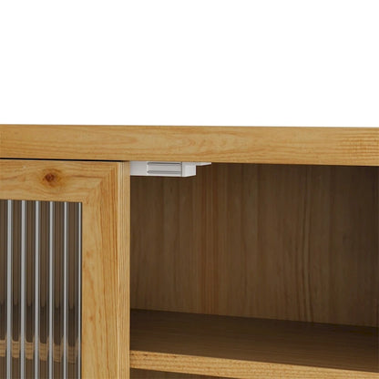 24.8Glass Door Vintage Double Door Wall Cabinet with Three Tiers