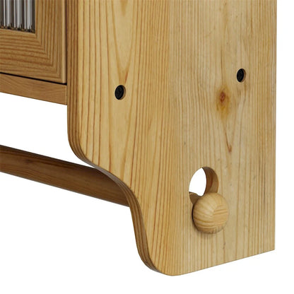 24.8Glass Door Vintage Double Door Wall Cabinet with Three Tiers