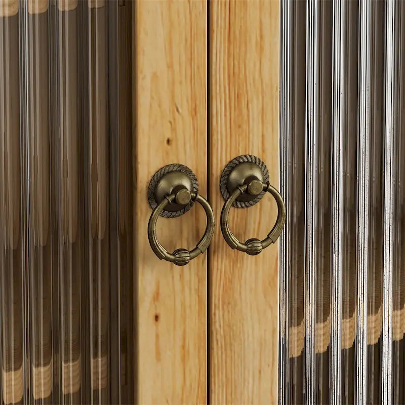 24.8Glass Door Vintage Double Door Wall Cabinet with Three Tiers