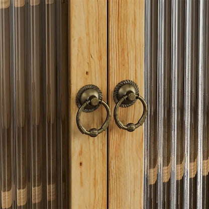 24.8Glass Door Vintage Double Door Wall Cabinet with Three Tiers