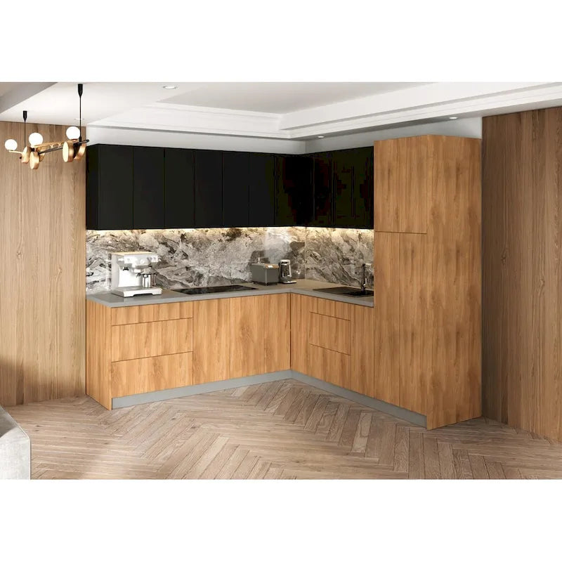 Kitchen Urban Collection Natural Teak & Black Color Base Size 8x8Ft Wide - 96x96