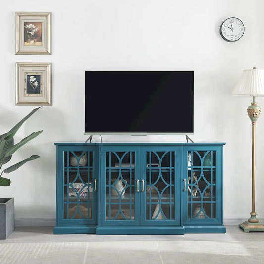 Wooden TV Stand, Sideboard Buffet, Storage Cabinet with 4 Doors