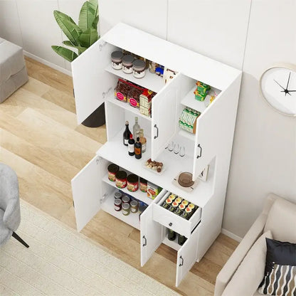 Kitchen Pantry Storage Cabinet with Microwave Oven Countertop