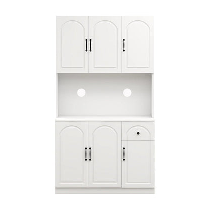Kitchen Pantry Storage Cabinet with Microwave Oven Countertop